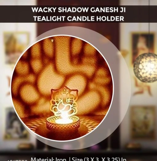 Gold Plated Wacky Shadow Laxmi Ji Tealight Candle Holder - Free Size, Brass, Pack of1